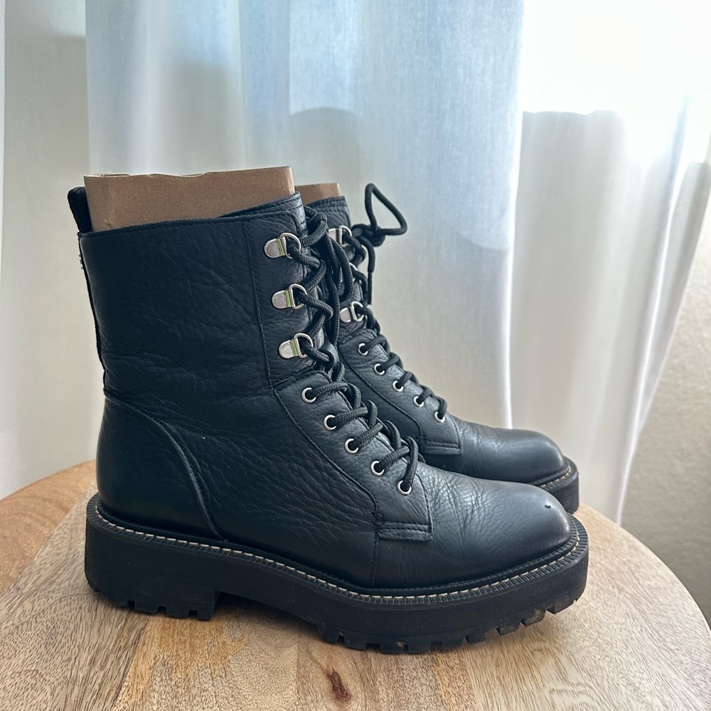 Women's Black Lace-Up Combat Boots